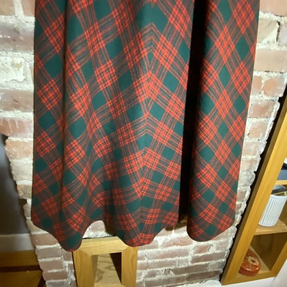 Vintage Century of Boston 100% Wool Red & Green Plaid Maxi Skirt Small - Picture 6 of 12